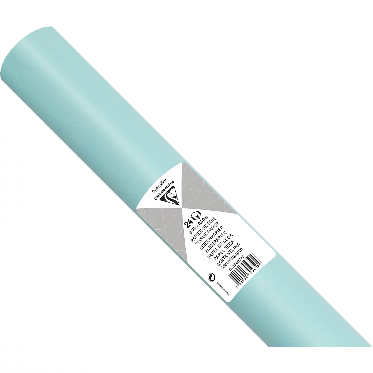 Papier de soie Clairefontaine, 500 x 750 mm, résistant à l'eau, plié, 24 feuilles, bleu ciel