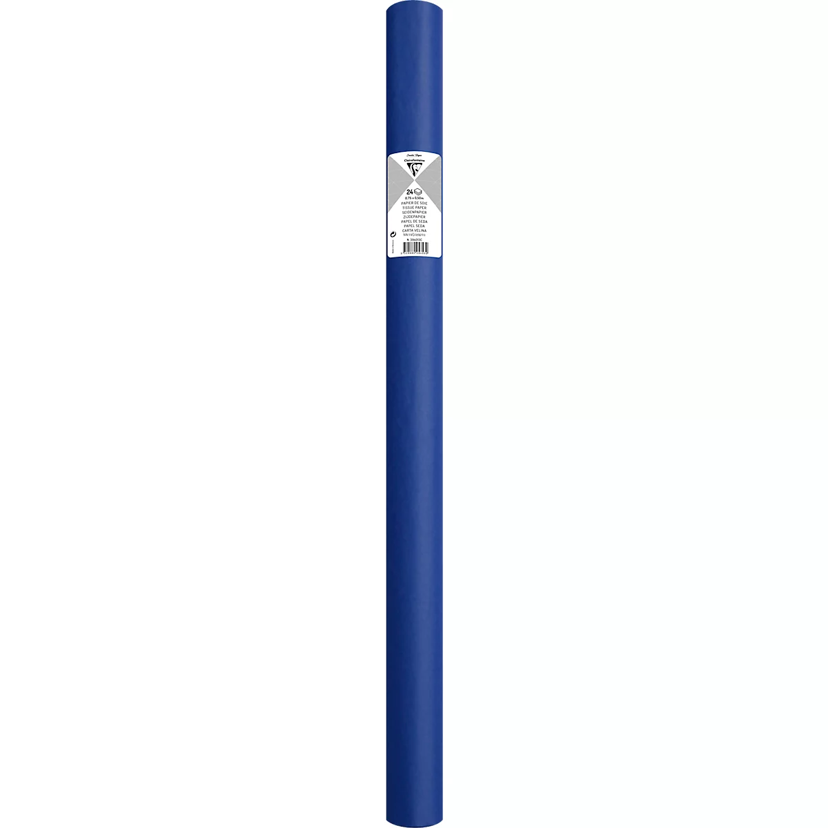 Produit bleu avec une bande argentée, verticalement. Le côté gauche est bleu foncé, le côté droit bleu clair.