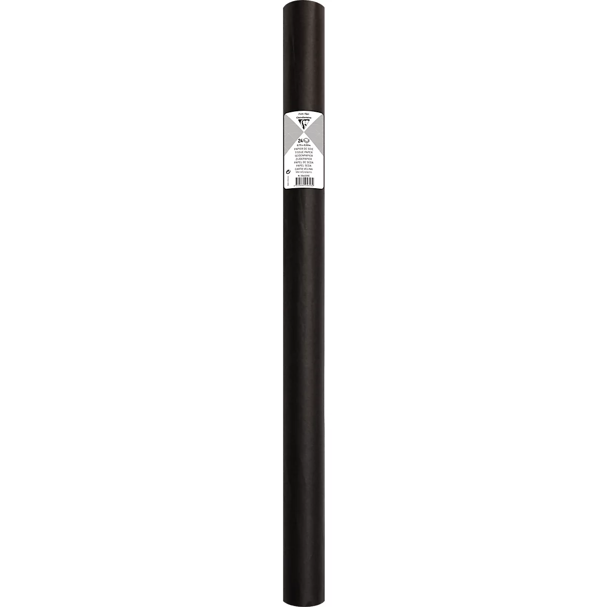 Produit cylindrique gris foncé avec bague argentée. Lignes verticales et subtiles.