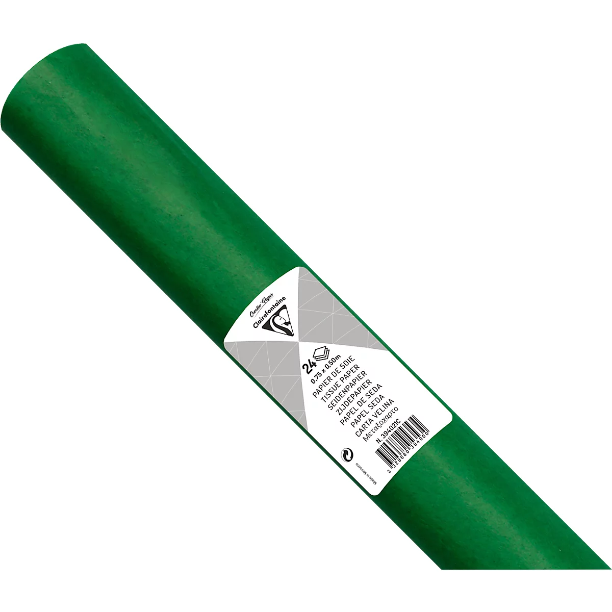 Papier de soie Clairefontaine, 500 x 750 mm, résistant à l'eau, plié, 24 feuilles, vert