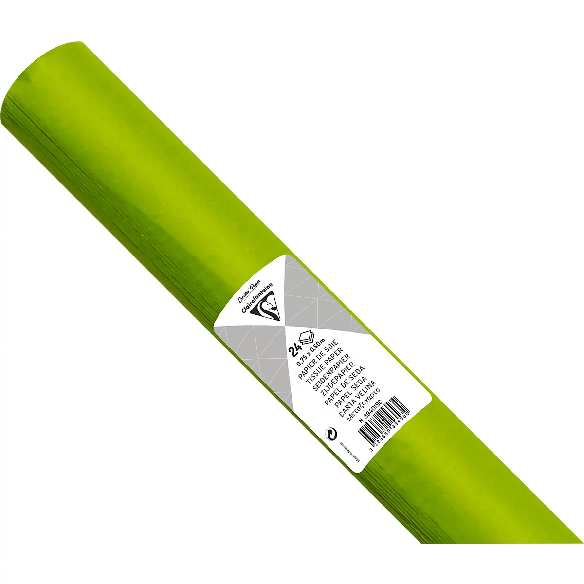 Papier de soie Clairefontaine, 500 x 750 mm, résistant à l'eau, plié, 24 feuilles, vert pomme