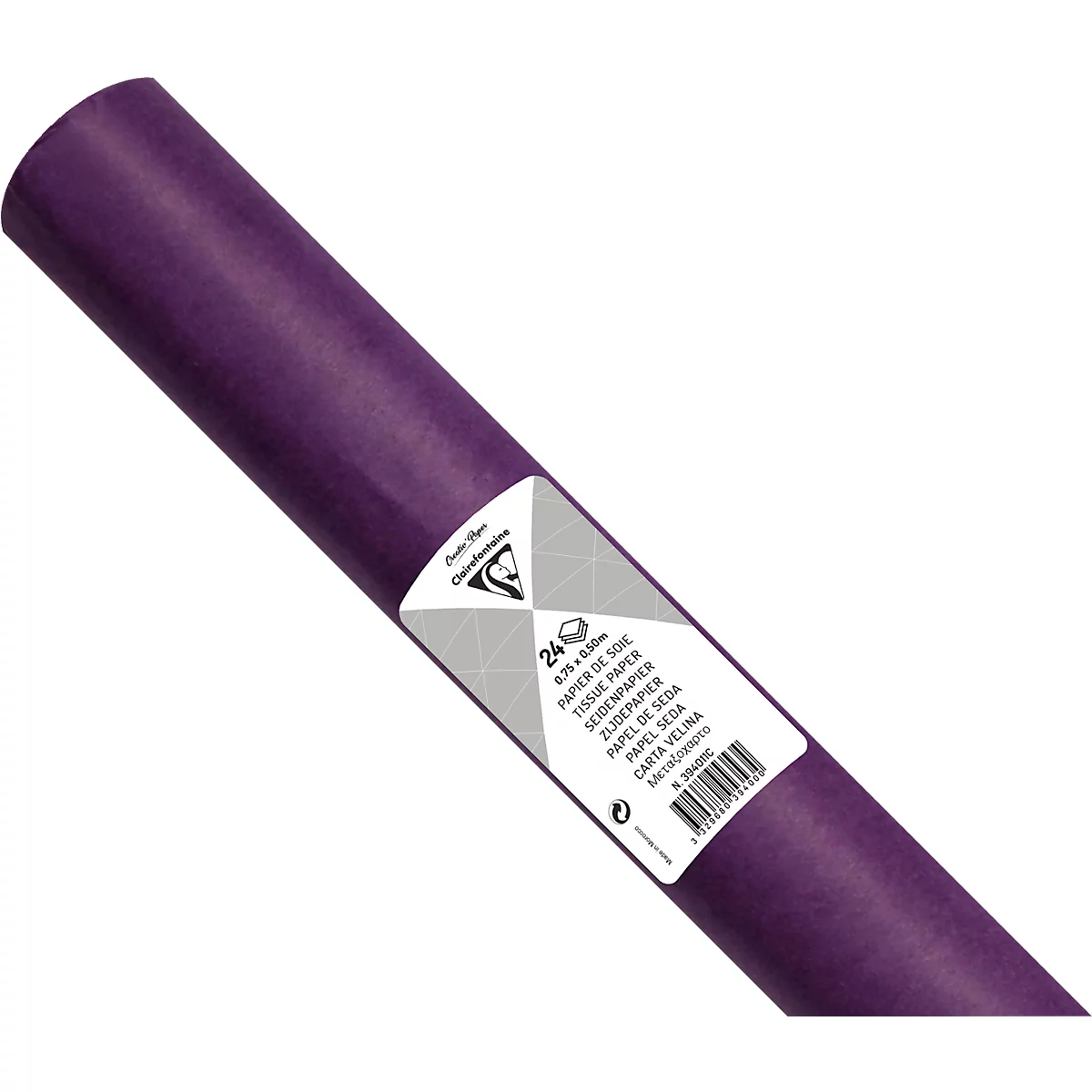 Papier de soie Clairefontaine, 500 x 750 mm, résistant à l'eau, plié, 24 feuilles, violet