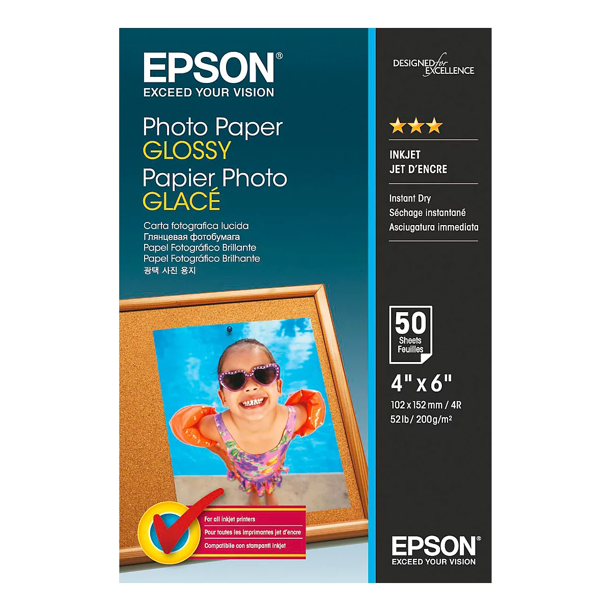 Papier Photo Paper Glossy EPSON, 10 x 15 cm, 50 feuilles