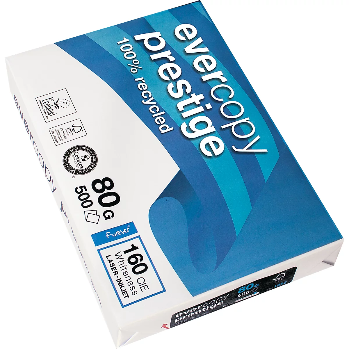Papier recyclé Evercopy Prestige, DIN A4 horizontal, 80 g/m², extra-blanc, 2500 feuilles