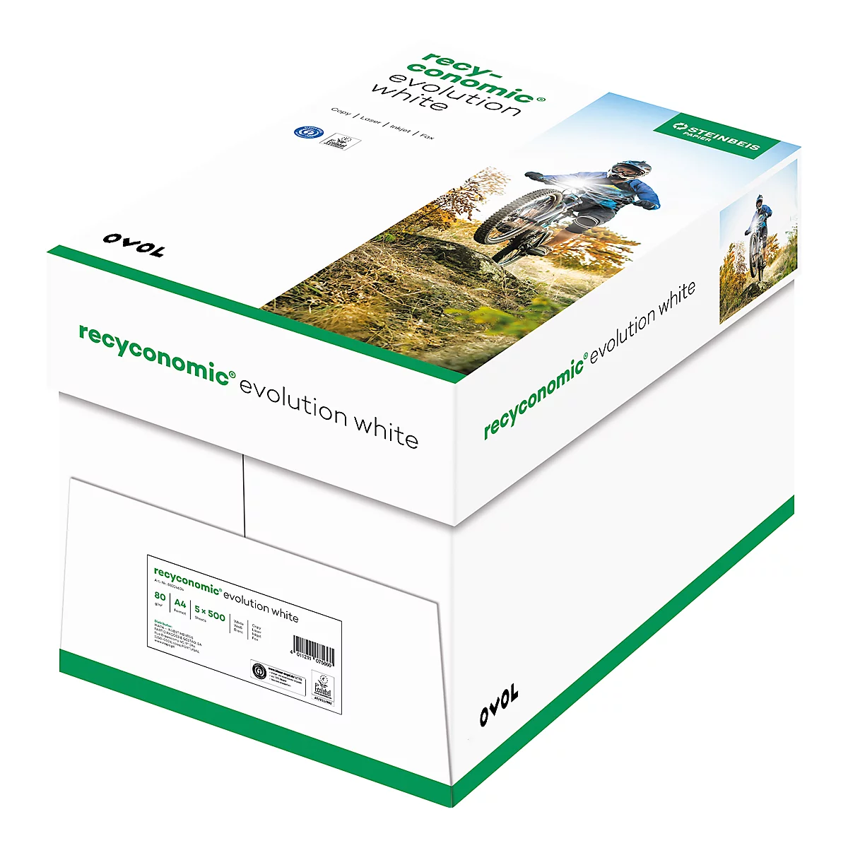 Papier recyclé Recyconomic Evolution White, format A4, 80 g/m², blanc naturel