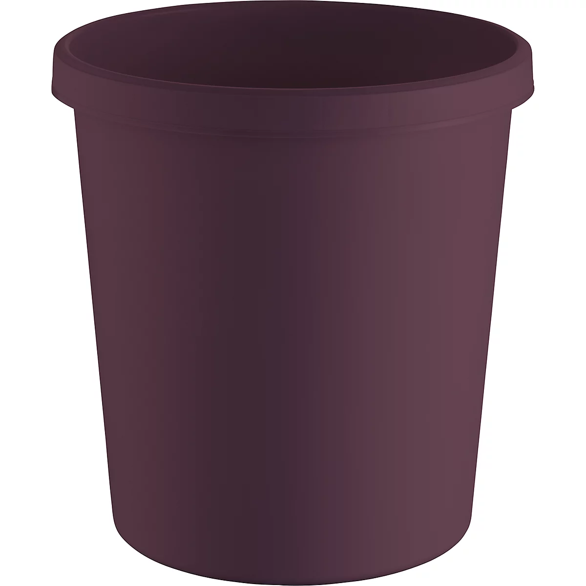 Dunkelvioletter, zylindrischer Blumentopf mit leicht überstehendem Rand.