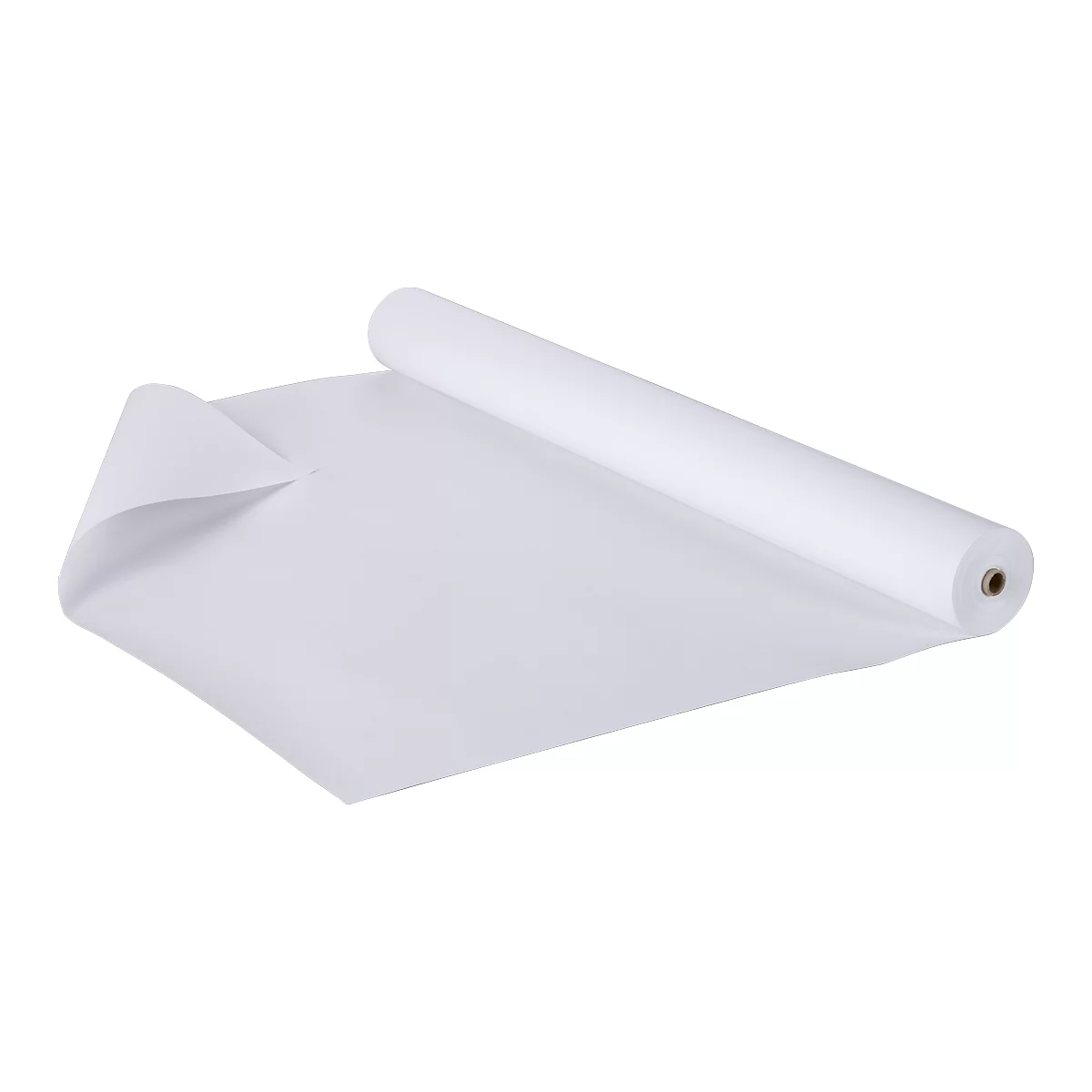 Weißes Papier von der Rolle, teilweise ausgerollt. Ein Stück ist gefaltet.