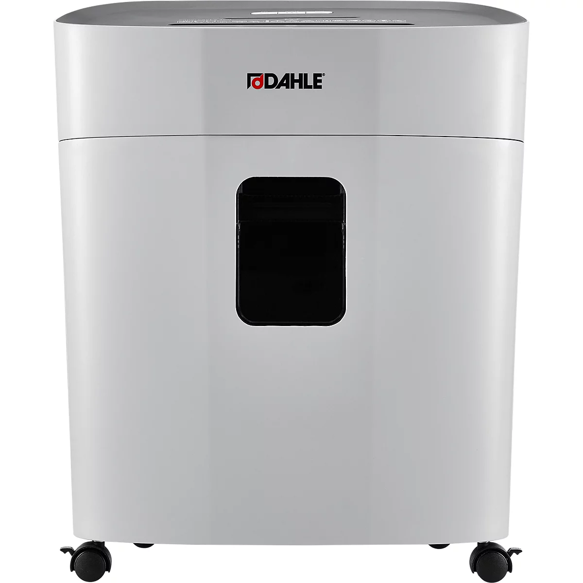 Papiervernietiger Dahle PaperSAFE® 380, snijdkorrel 4 x 12 mm, P-4, 25 l, snijcapaciteit 1-15 vel, met rollen, grijs