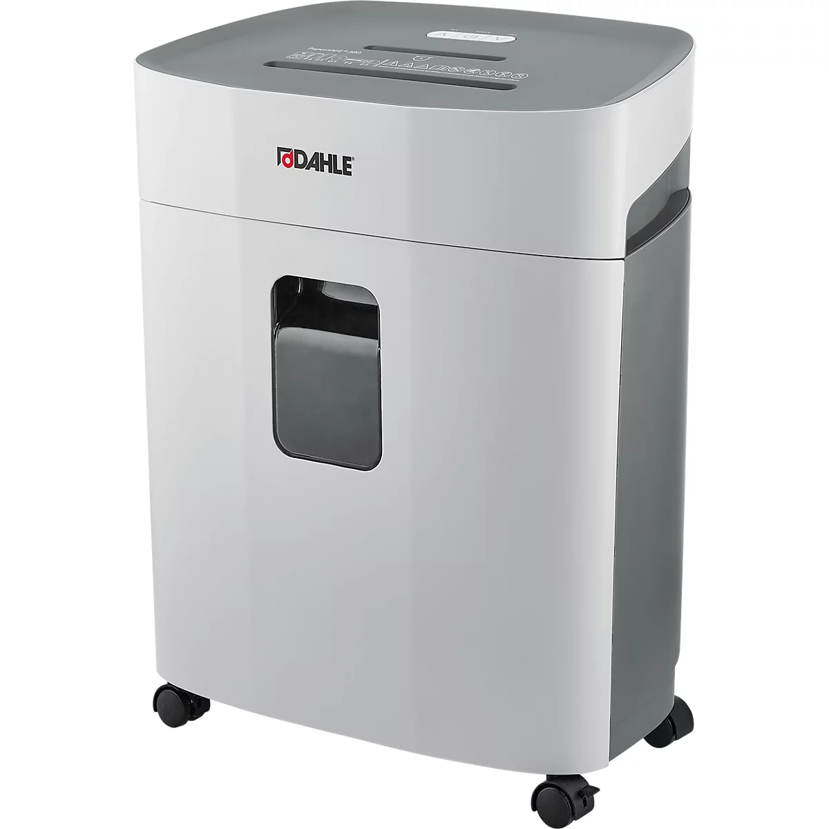 Papiervernietiger Dahle PaperSAFE® 380, snijdkorrel 4 x 12 mm, P-4, 25 l, snijcapaciteit 1-15 vel, met rollen, grijs