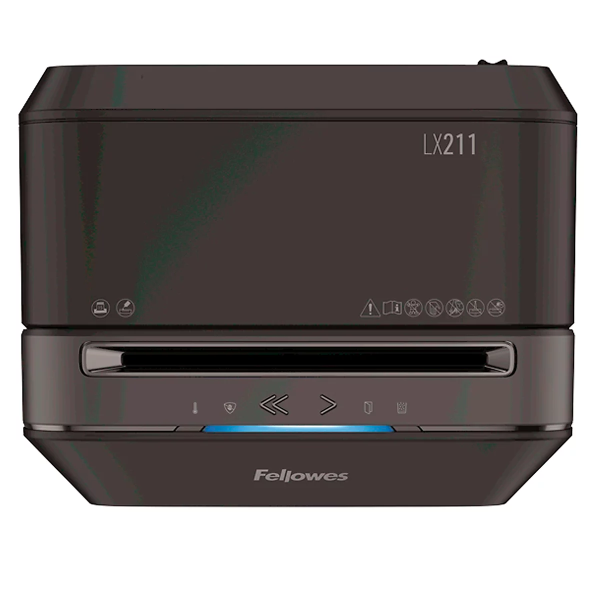 Papiervernietiger Fellowes® Microshred LX 211, micropartikelsnijder 2 x 12 mm, P-5, 23 l, snijcapaciteit 15 vel, met rollen, zwart