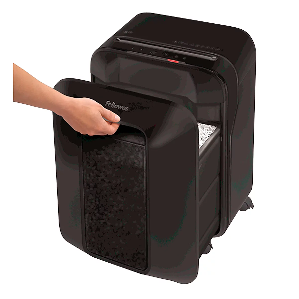 Papiervernietiger Fellowes® Powershred LX 200, deeltjesversnipperaar 4 x 12 mm, P-4, 22 l, snijcapaciteit 12 vel, met rollen, zwart