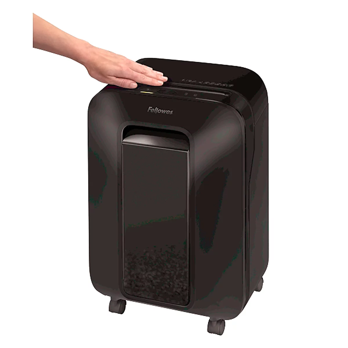 Papiervernietiger Fellowes® Powershred LX 200, deeltjesversnipperaar 4 x 12 mm, P-4, 22 l, snijcapaciteit 12 vel, met rollen, zwart