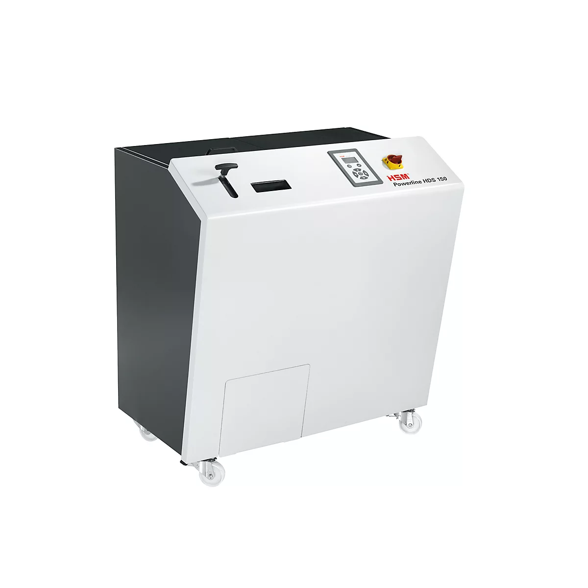 Papiervernietiger HSM StoreEx HDS 150, veiligheidsniveaus T-1, E-2, H-3, snijbreedte 40 mm, lichtgrijs/ijzergrijs