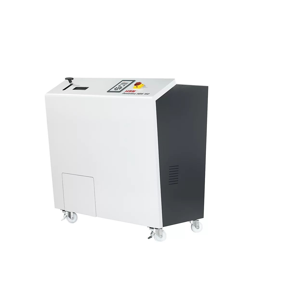 Papiervernietiger HSM StoreEx HDS 150, veiligheidsniveaus T-1, E-2, H-3, snijbreedte 40 mm, lichtgrijs/ijzergrijs