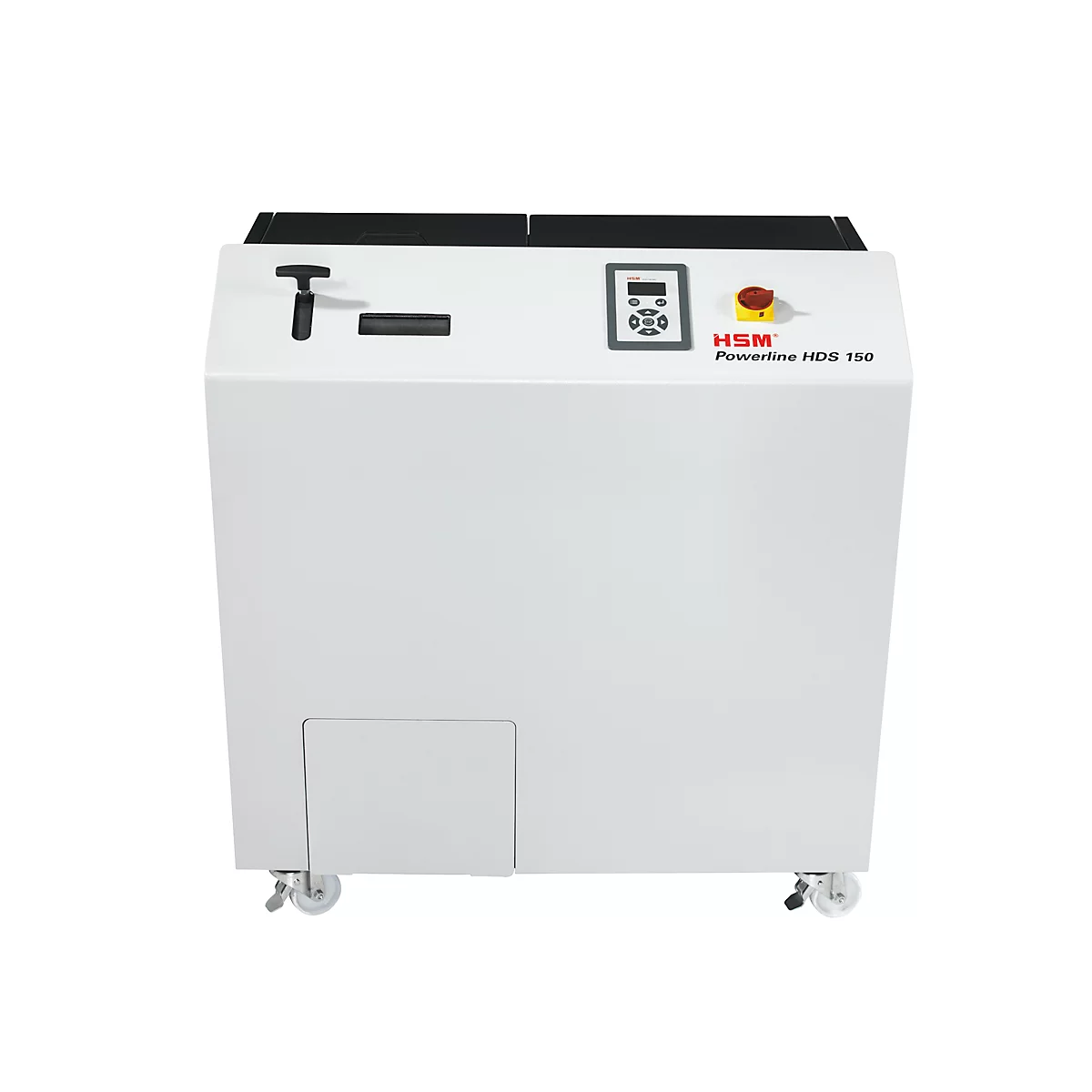 Papiervernietiger HSM StoreEx HDS 150, veiligheidsniveaus T-1, E-2, H-3, snijbreedte 40 mm, lichtgrijs/ijzergrijs