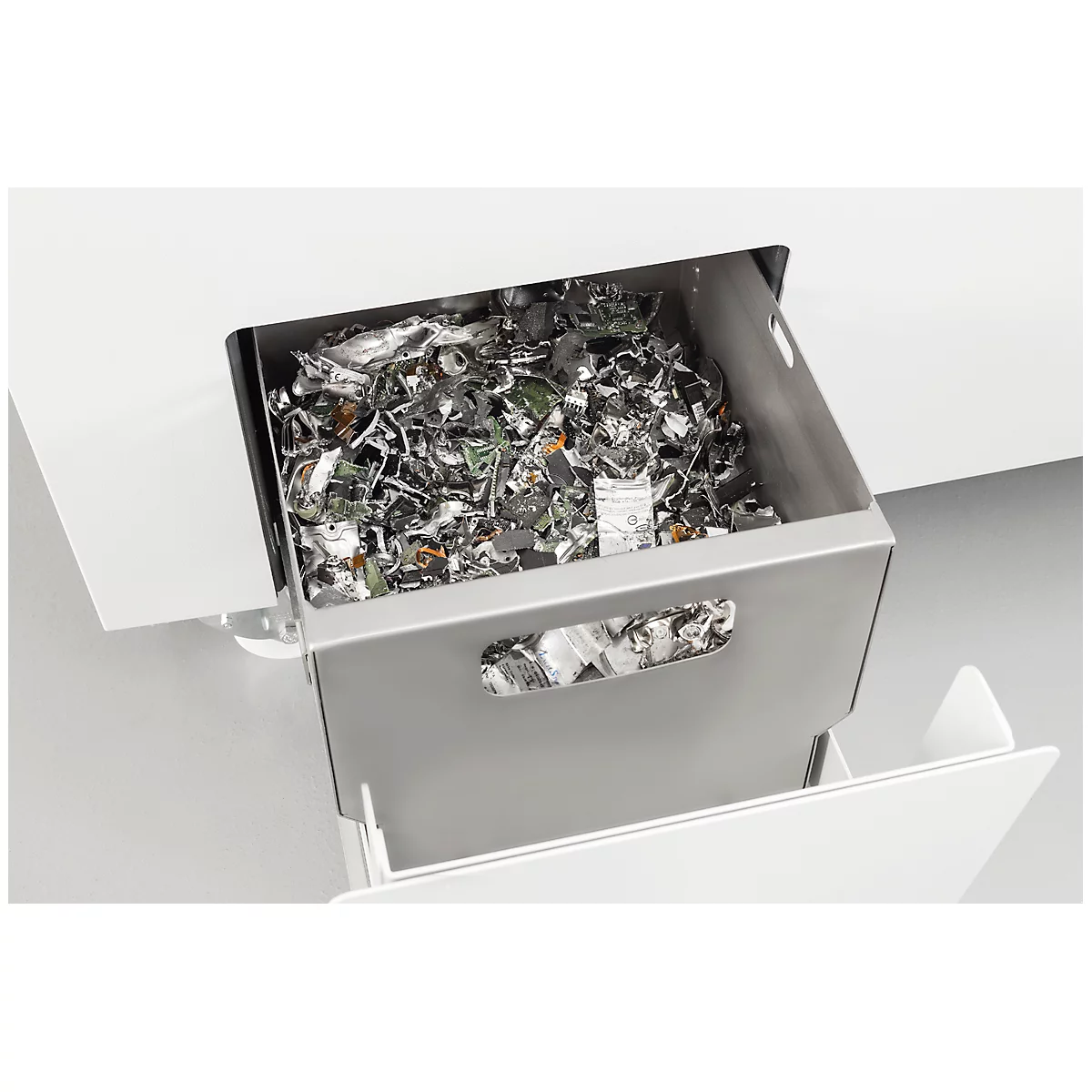 Papiervernietiger HSM StoreEx HDS 150, veiligheidsniveaus T-1, E-2, H-3, snijbreedte 40 mm, lichtgrijs/ijzergrijs