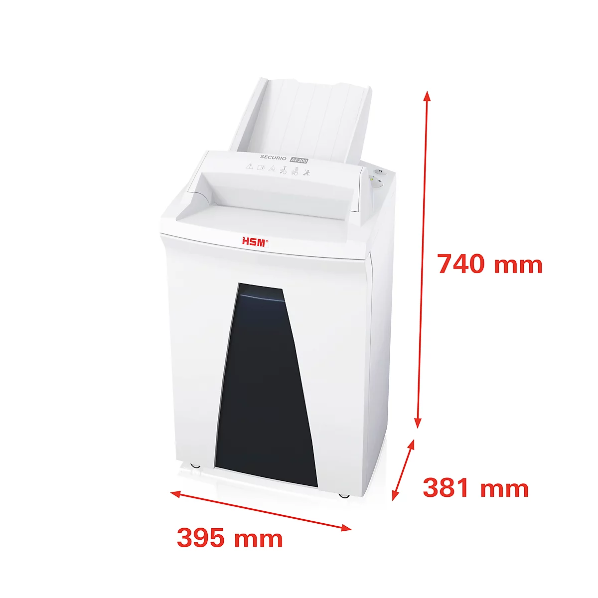 Papiervernietiger met automatische invoer HSM SECURIO AF300, veiligheidsniveau 5, deeltjes 1,9 x 15 mm, 10 vel, wit