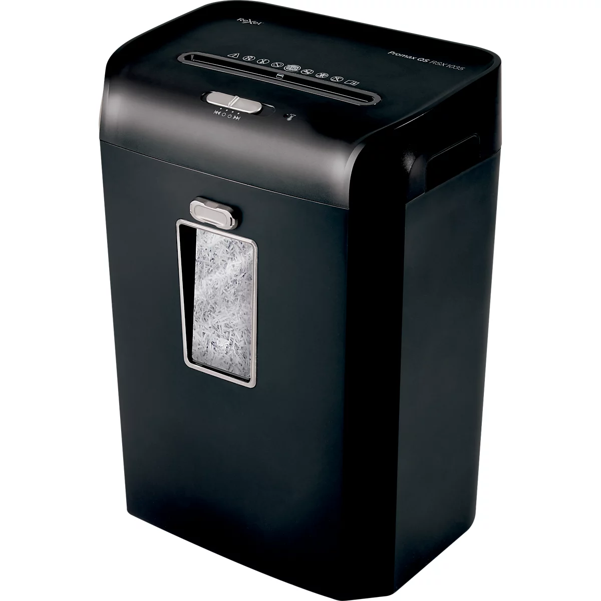 Papiervernietiger Rexel ProMax QS RSX1035, veiligheidsniveau P4, deeltjes 4 x 40 mm, tot 35 l, plastic &amp; metaal, zwart