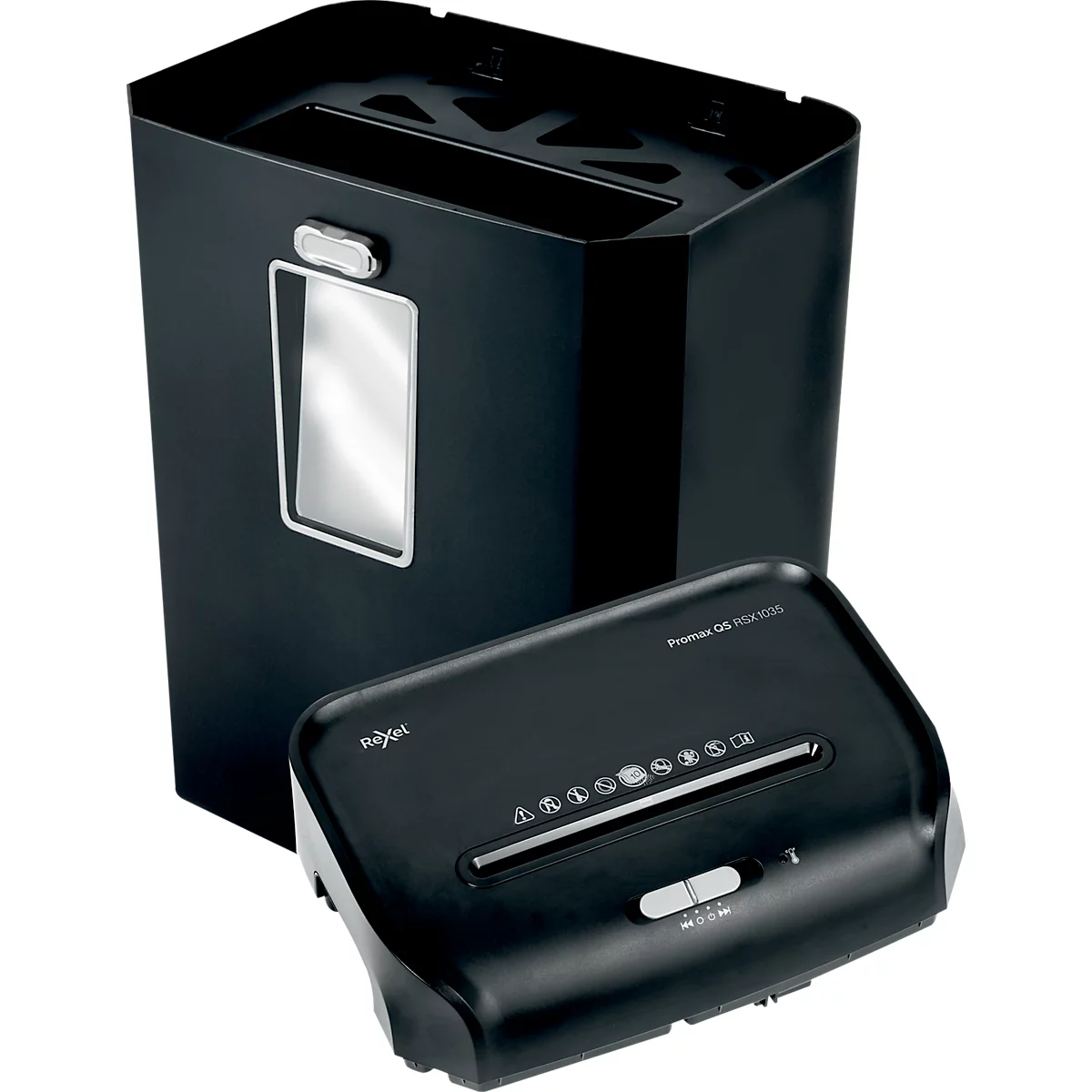 Papiervernietiger Rexel ProMax QS RSX1035, veiligheidsniveau P4, deeltjes 4 x 40 mm, tot 35 l, plastic &amp; metaal, zwart