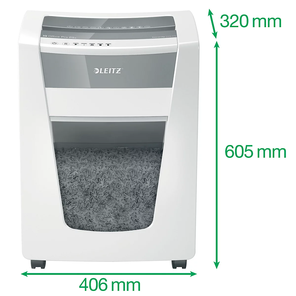 Papierversnipperaar Leitz IQ Office Pro, particle-cut 2 x 5 mm, P5+, 30 l, 5-7 vel, anti-vastloop