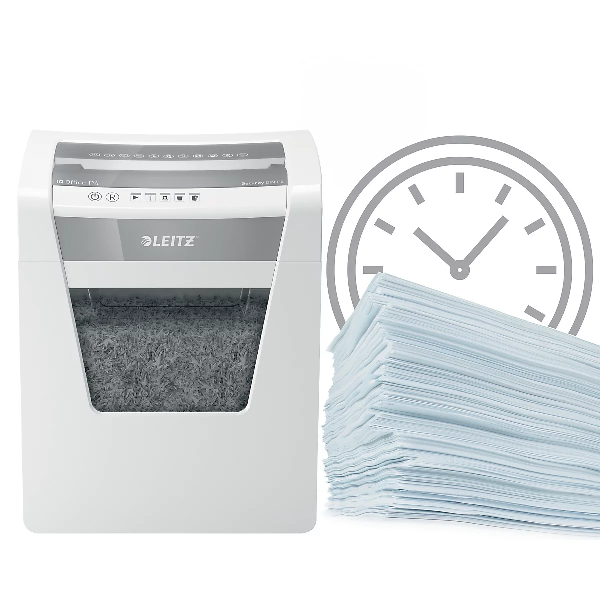 Papierversnipperaar Leitz IQ Office Pro, particle-cut 4 x 40 mm, P4, 23 l, 15-17 vel, anti-vastloop