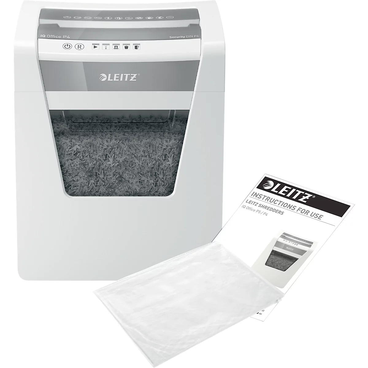Papierversnipperaar Leitz IQ Office Pro, particle-cut 4 x 40 mm, P4, 23 l, 15-17 vel, anti-vastloop