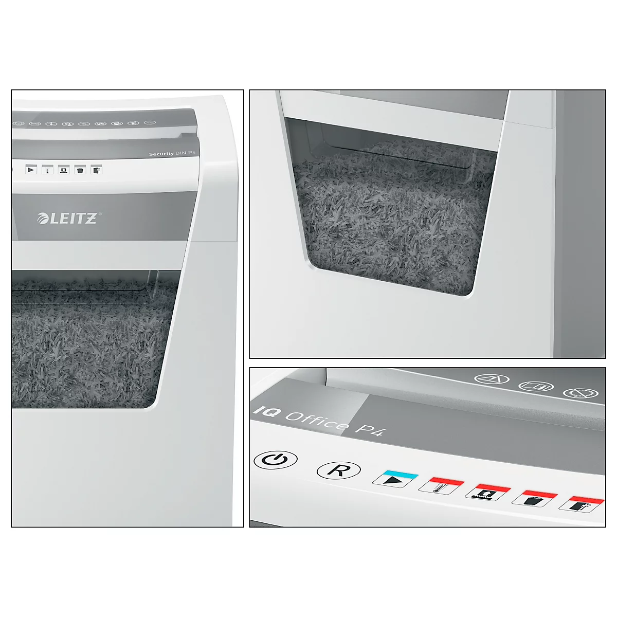 Papierversnipperaar Leitz IQ Office Pro, particle-cut 4 x 40 mm, P4, 23 l, 15-17 vel, anti-vastloop