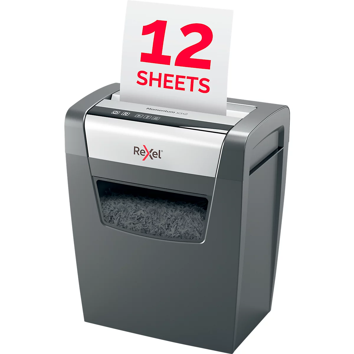 Papierversnipperaar Rexel Momentum X312, particle-cut 5 x 42 mm, P-3, 23 l, snijvermogen 12 vel