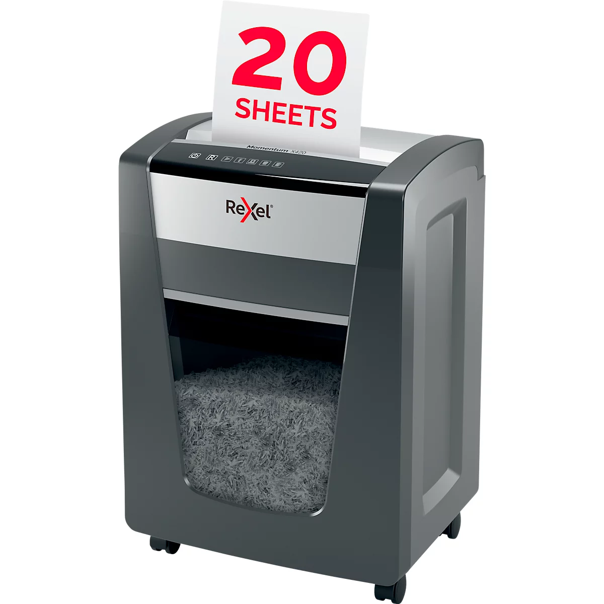 Papierversnipperaar Rexel Momentum X420, particle-cut 4 x 40 mm, P-4, 30 l, snijvermogen 20 vel