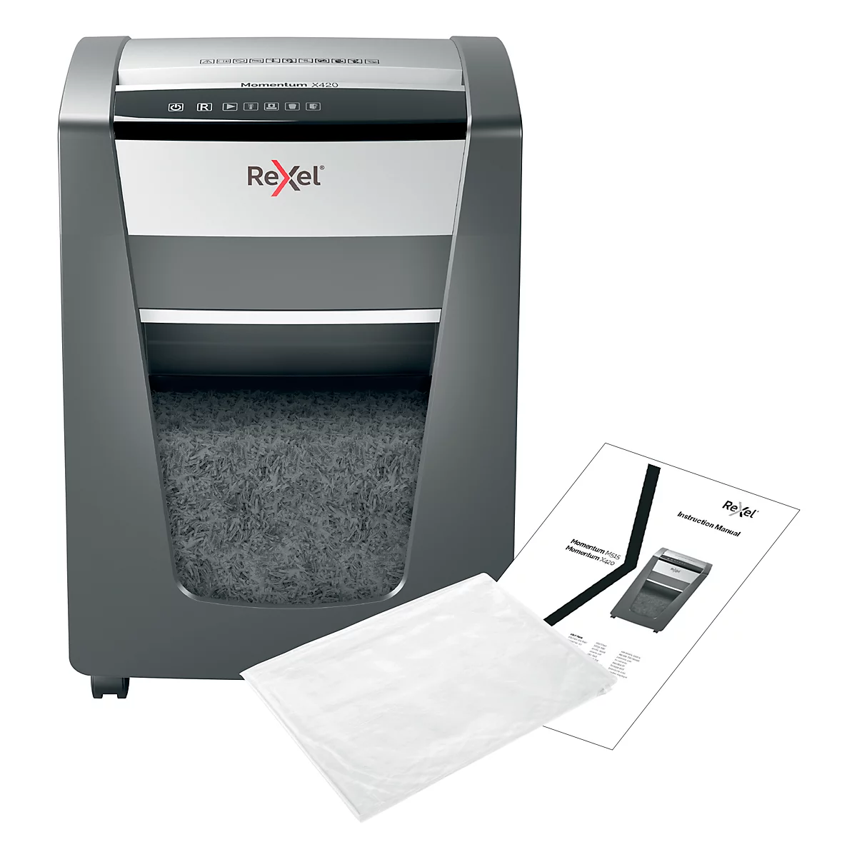 Papierversnipperaar Rexel Momentum X420, particle-cut 4 x 40 mm, P-4, 30 l, snijvermogen 20 vel