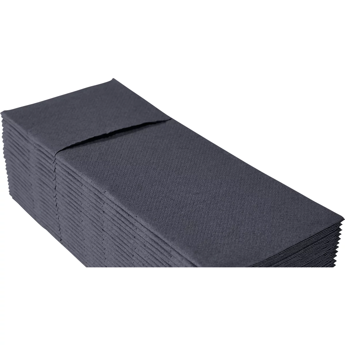 Ein Stapel schwarzer Servietten in einer Packung.