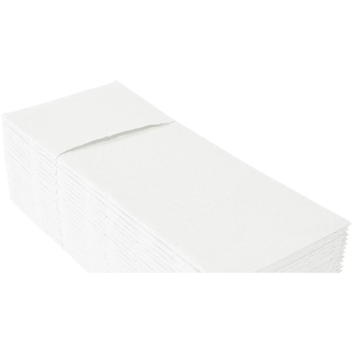 Ein Stapel weißer Papierservietten, aus der Nähe betrachtet.