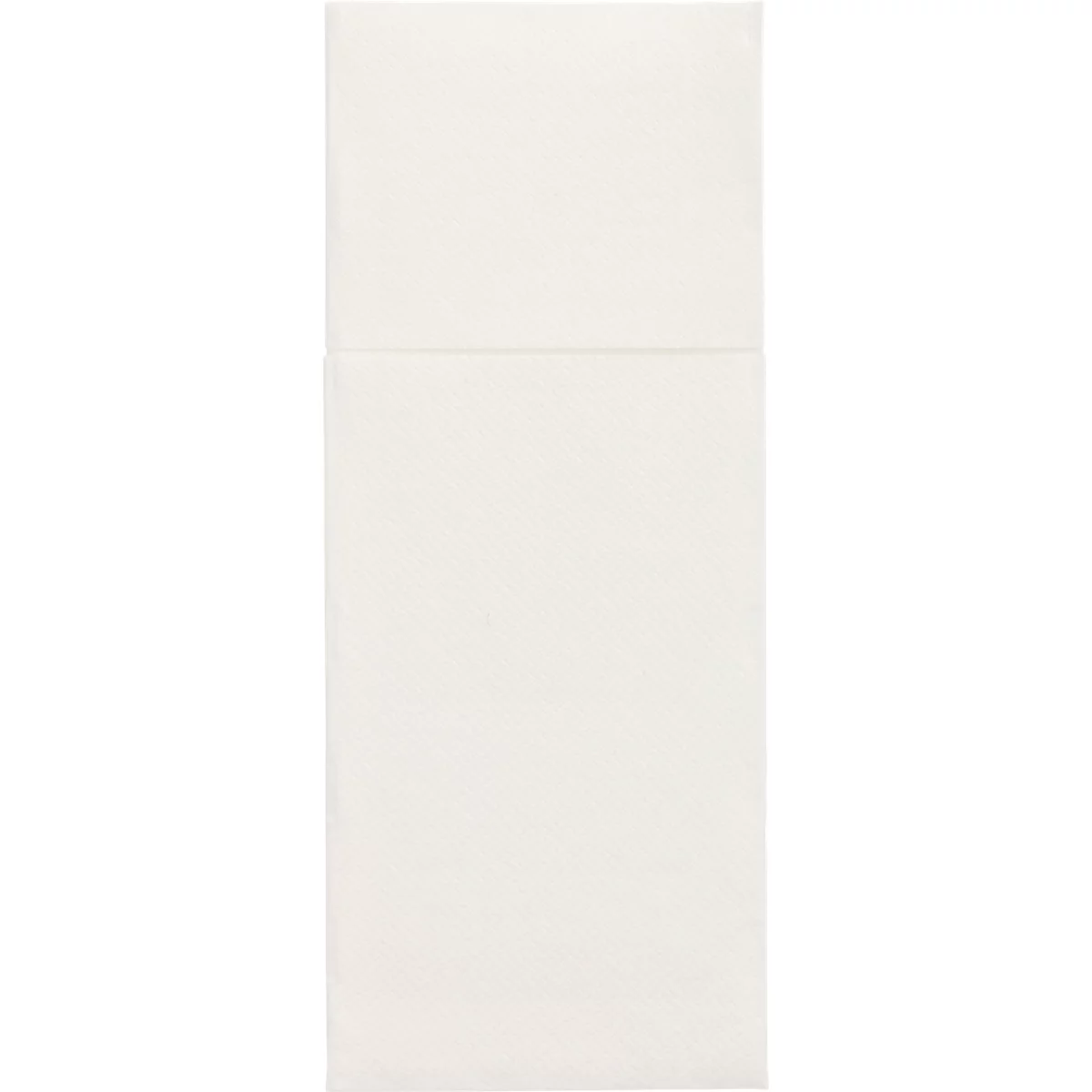 Een rechthoekig, wit vel papier, gevouwen.