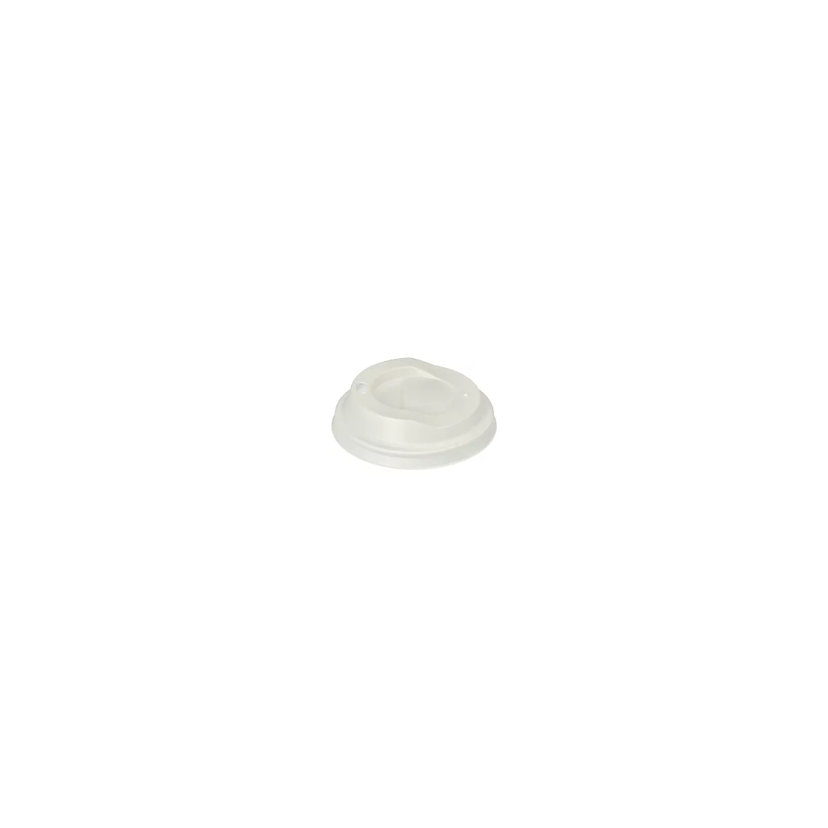 Couvercle blanc clair pour une tasse à café avec ouverture pour boire.