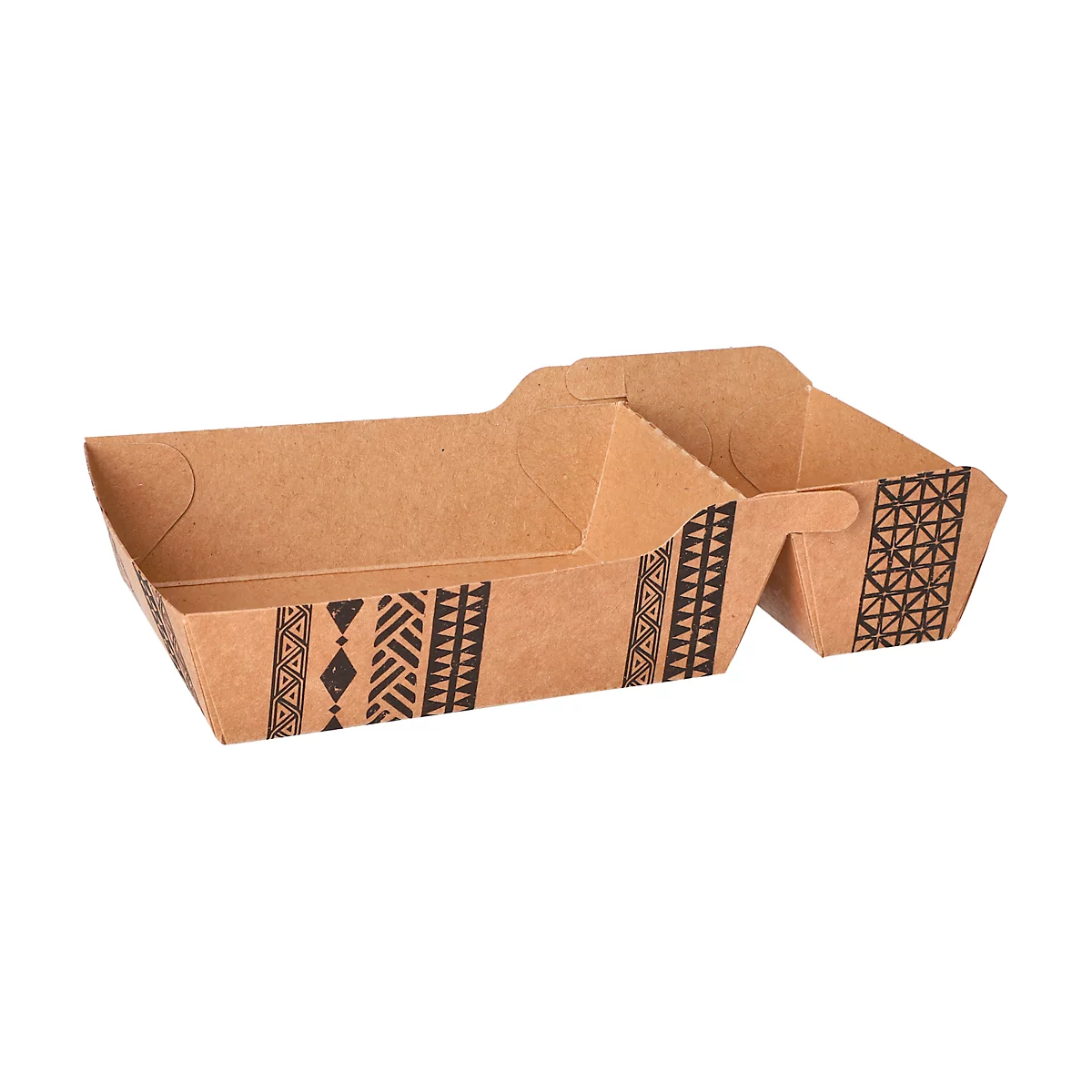 Papstar Maori chip box, wegwerp, 2 compartimenten, groot, L 185 x B 110 x H 35 mm, 100% biologisch afbreekbaar &amp; FSC® gecertificeerd karton, bruin, 360 p.