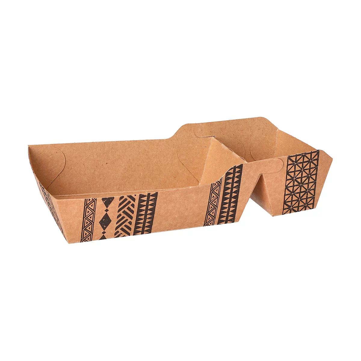 Papstar Maori chipboxen, wegwerp, 2 compartimenten, medium, L 185 x B 100 x H 36 mm, 100% biologisch afbreekbaar; FSC® gecertificeerd karton, bruin, 480 p.