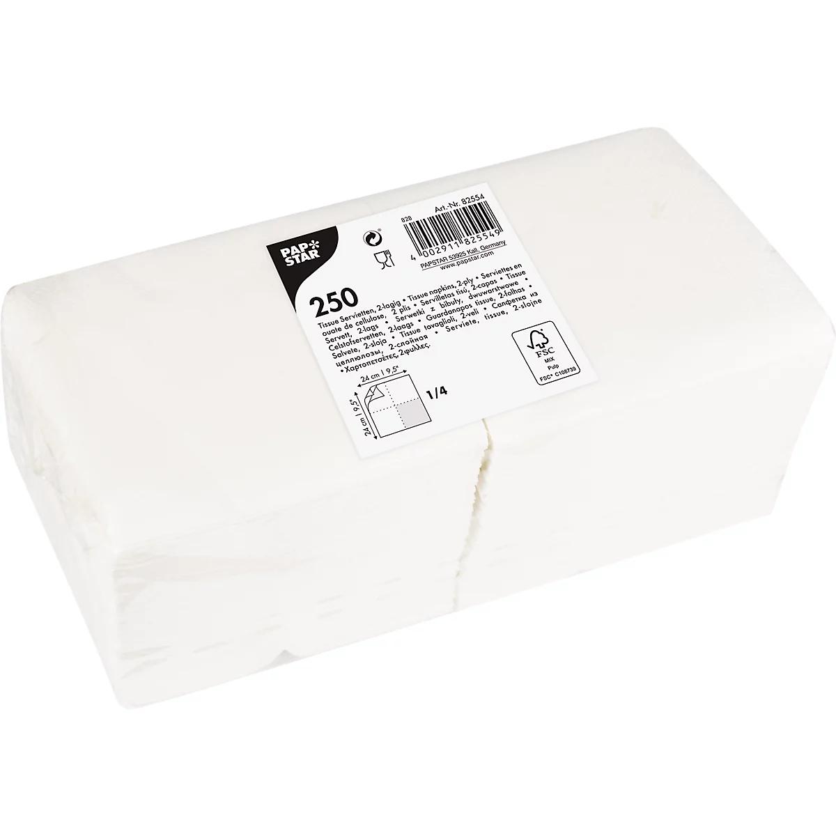 Wit servettenpakket met label.