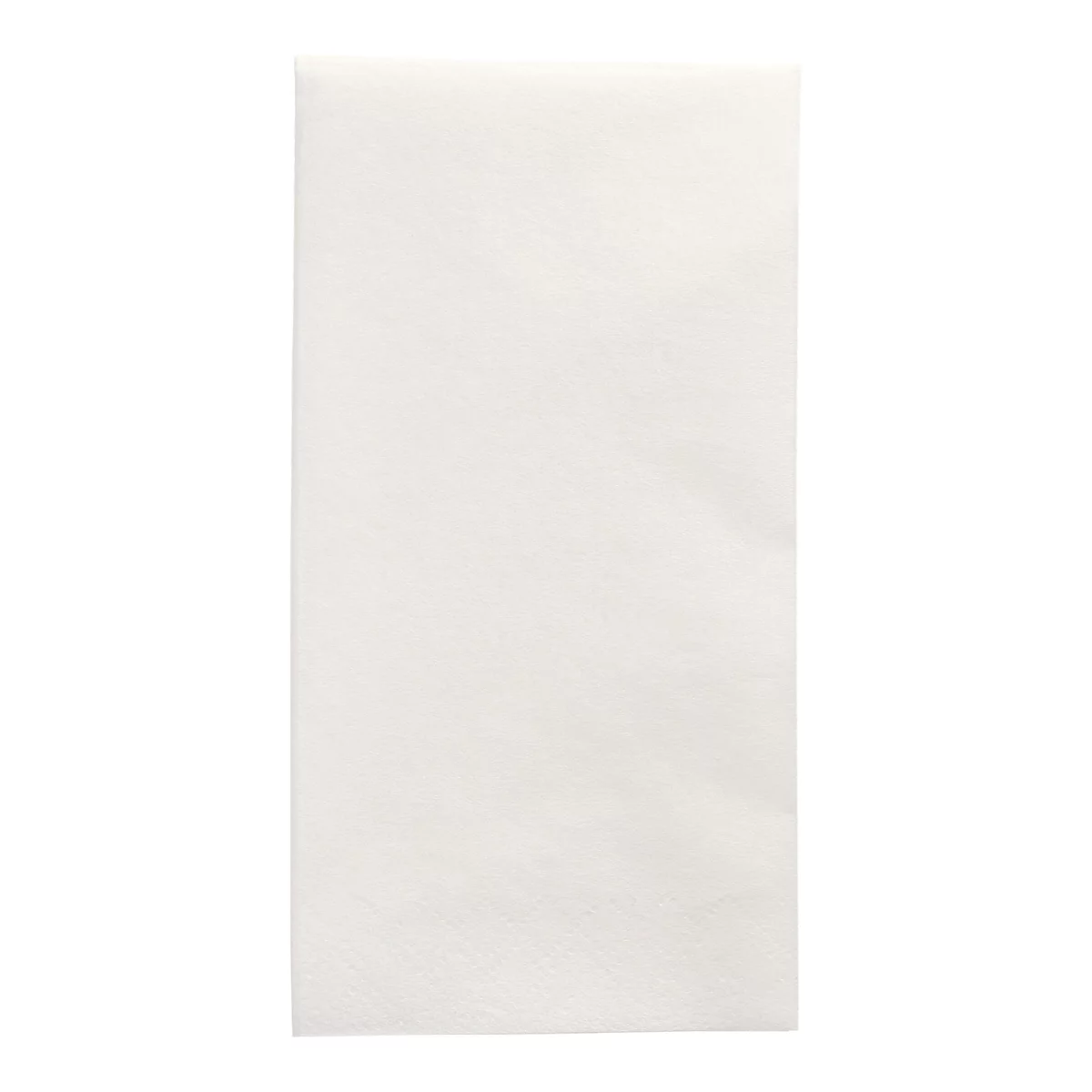 Rechteckiges, weißes Papiertaschentuch vor weißem Hintergrund. Die Oberfläche ist leicht strukturiert.