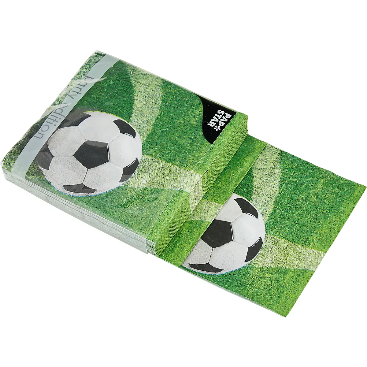 Papstar Servietten „Football“, 3-lagig, 1/4-Falz, FSC®-zertifiziert, B 330 x H 330 mm, Tissue, mehrfarbig bedruckt, 20 Stück