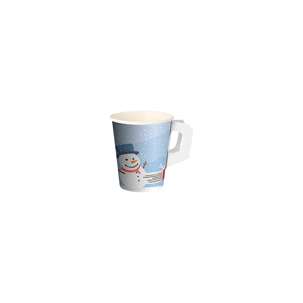 Papstar 'Snowman' drinkbeker, met handvat, 200 ml, dubbelwandig, karton, Ø 8 x H 9,3 cm, 50 stuks