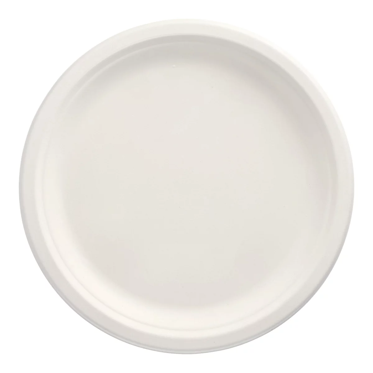 Een witte, ronde plaat met een licht verhoogde rand.