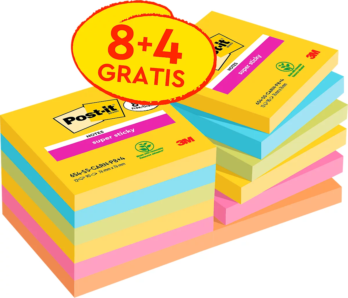 Paquet économique Post-it® notes adhésives Super Sticky Notes 654