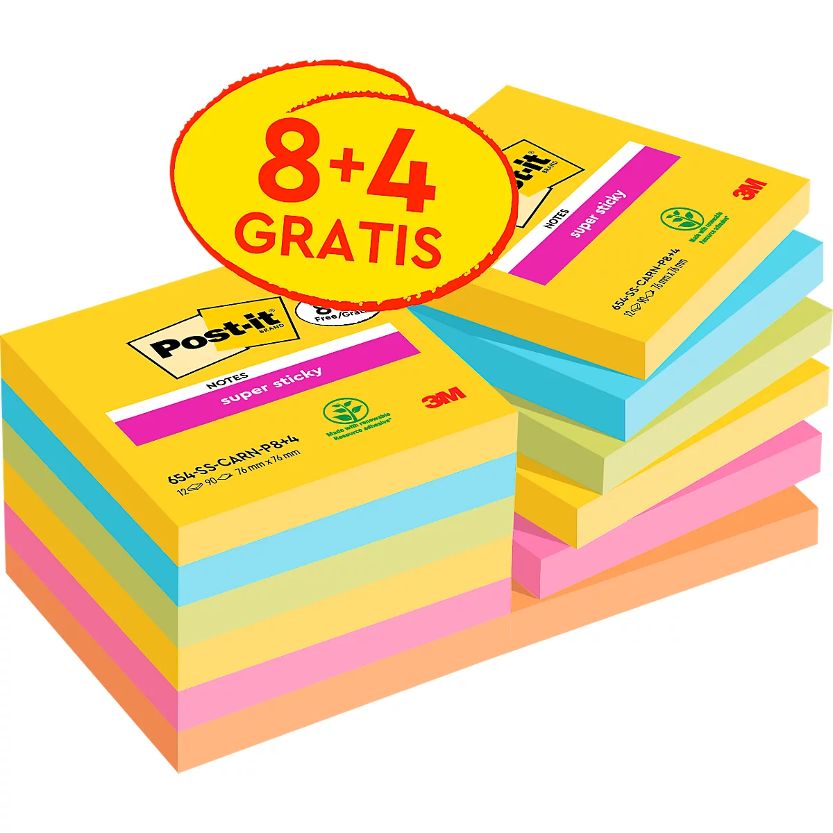 Notes adhésives repositionnables - Jaune 102 x 152 mm POST-IT