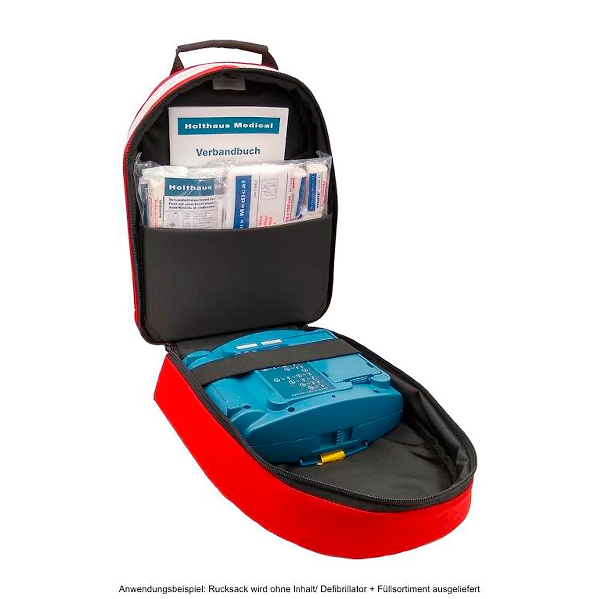 Parademic medische rugzak, voor defibrillator HeartStart HS1 of FRED-PA-1, verstelbare schouderbanden, B 260 x D 14 x H 355 mm, Cordula, rood