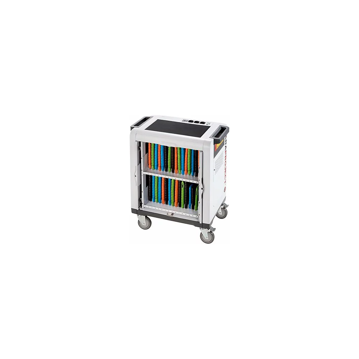 PARAT PARAPROJECT Trolley i32 PRO - Wagen sync, charge, secure and transport - für 32 Tablets - verriegelbar - ABS-Kunststoff, Stahl - weiß
