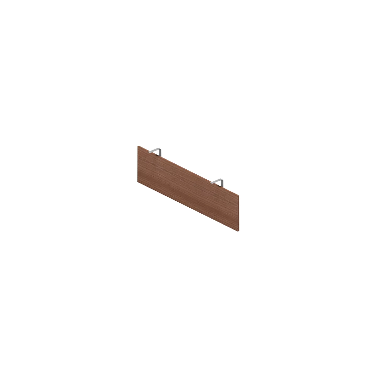 Planche de bois avec deux supports métalliques.