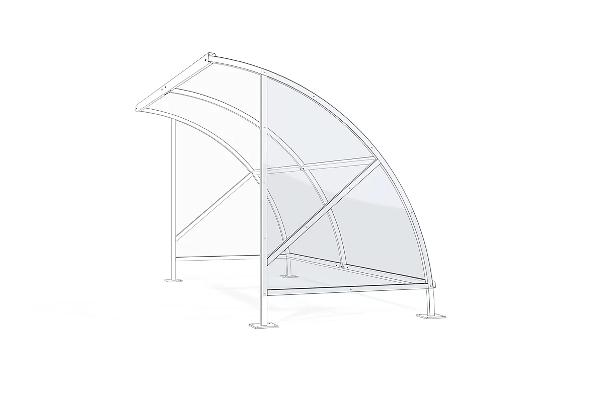 Pared lateral para el sistema de refugio exterior Bamberg modelo transparente W 2040/4080 mm, derecha, policarbonato