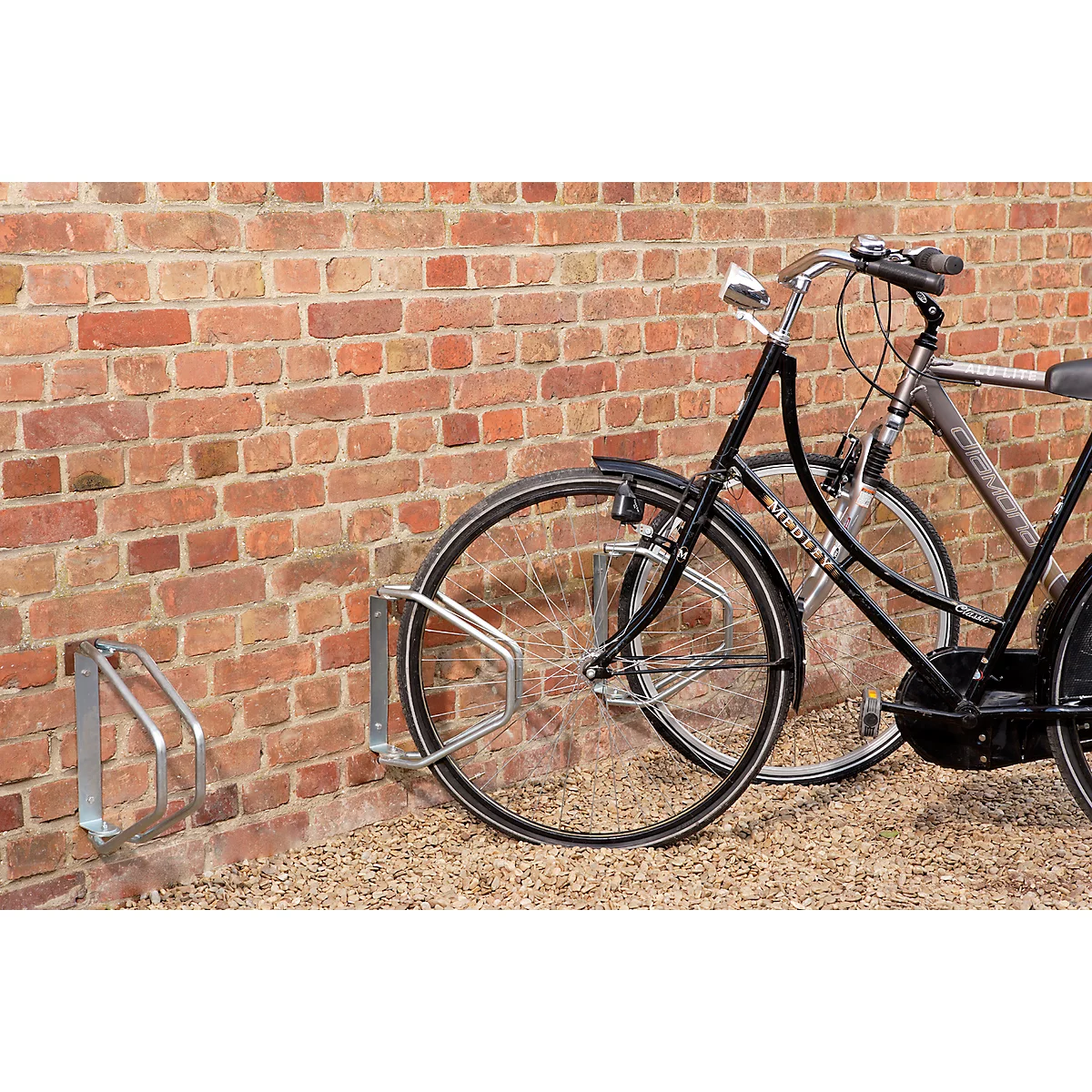 Parking à vélo Mottez, 1 place, pivotant à 180°, L 85 x P 285 x H 328 mm, pour pneus jusqu'à 50 mm, en acier galvanisé