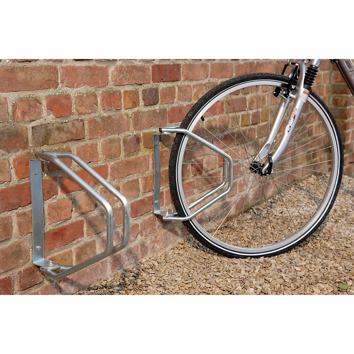 Parking à vélo Mottez, 1 place, pivotant à 180°, L 85 x P 285 x H 328 mm, pour pneus jusqu'à 50 mm, en acier galvanisé