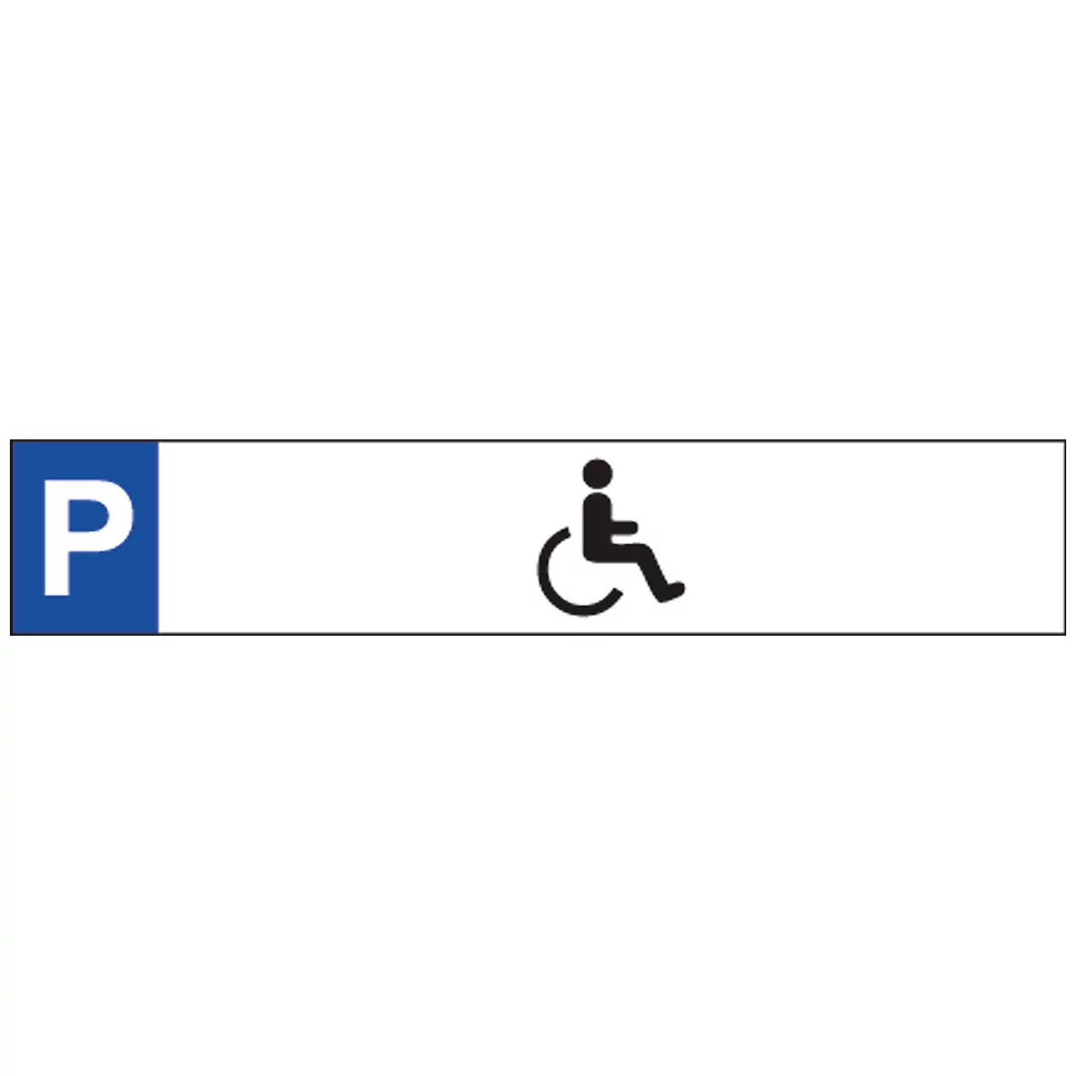 Parking for people with disabilities; sign with "P" in blue and wheelchair user symbol.